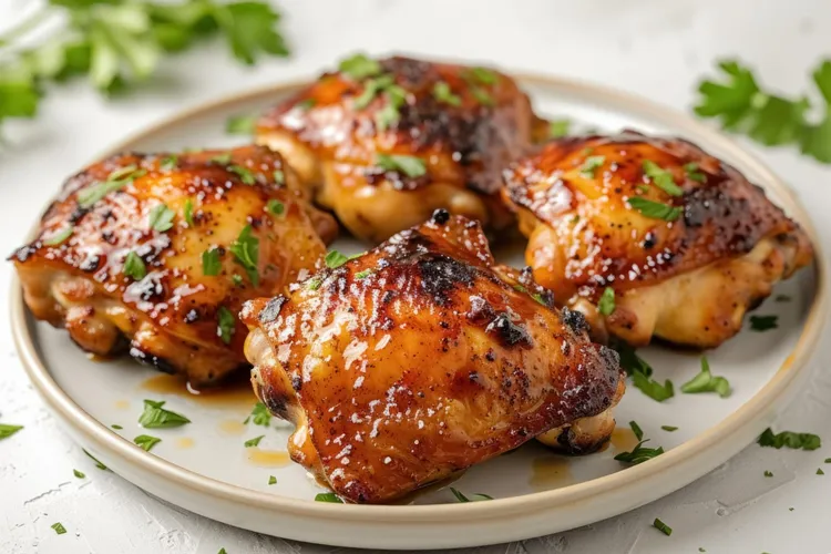Mustard glazed chicken thighs