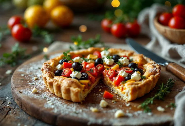 Olive, tomato & feta tart
