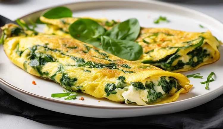 Spinach omelet with butter