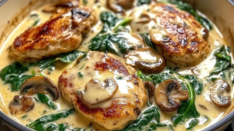 One-pan mushroom and spinach chicken