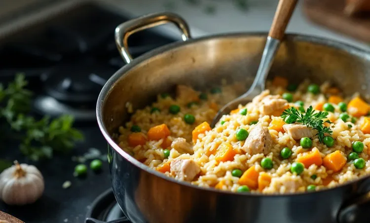Oven-baked chicken risotto