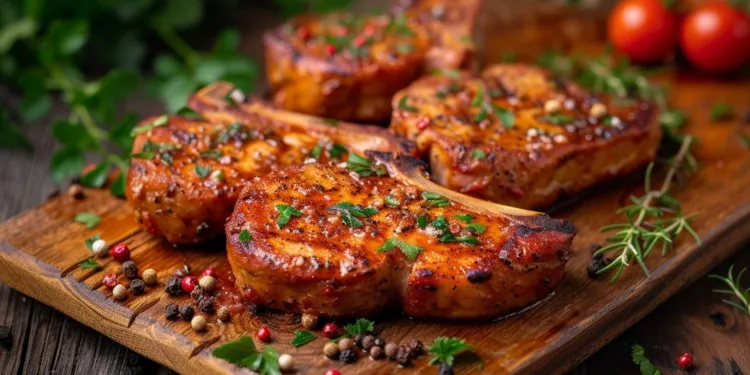 Garlic and paprika roasted pork chops