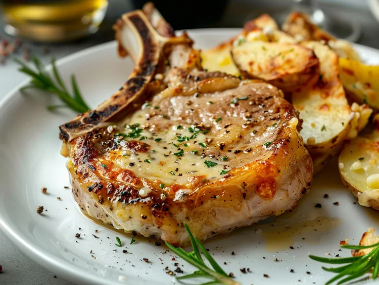 Parmesan-crusted pork chops with olive oil