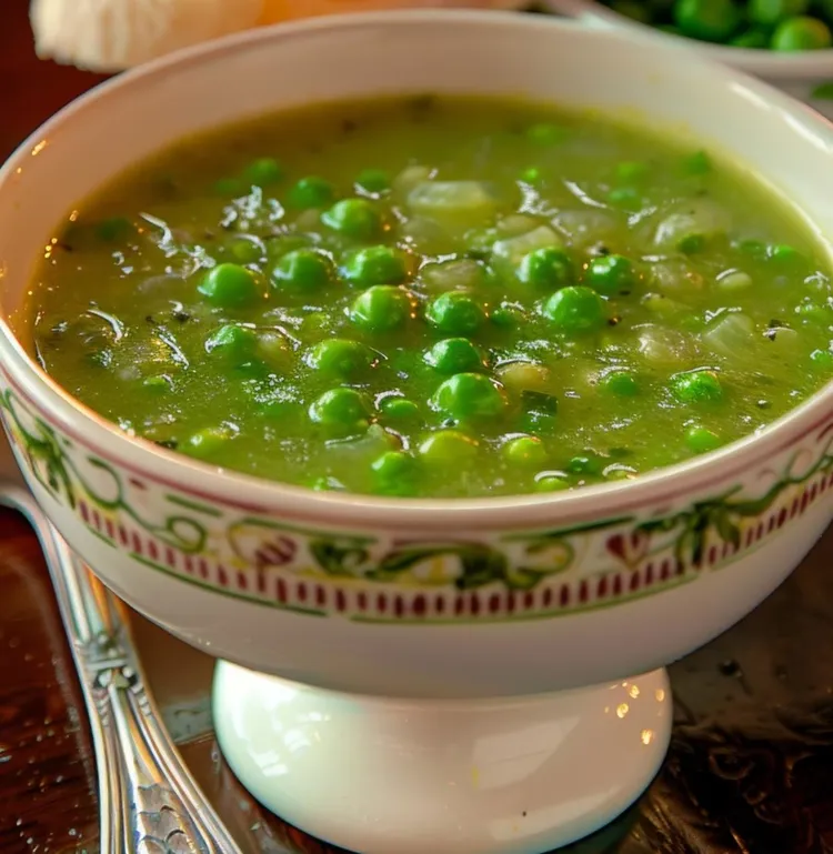 Pea, dill and rice soup