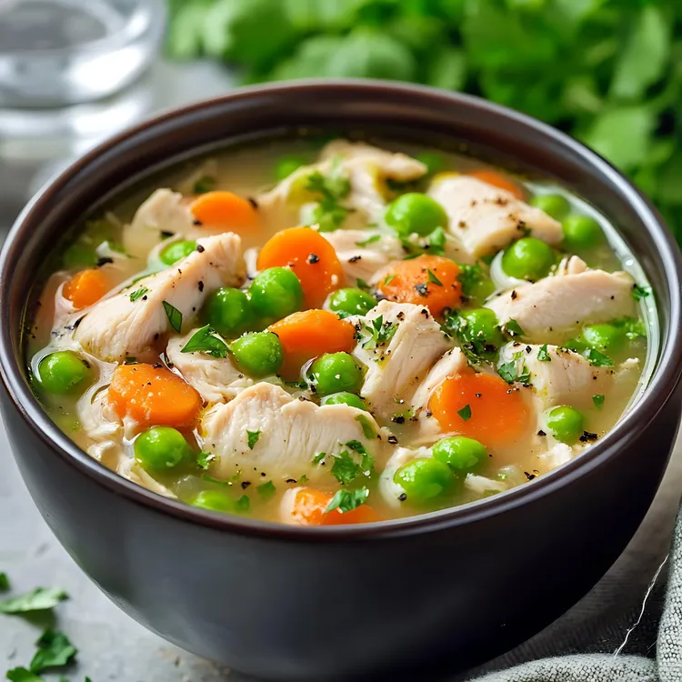 Poached chicken with baby vegetables