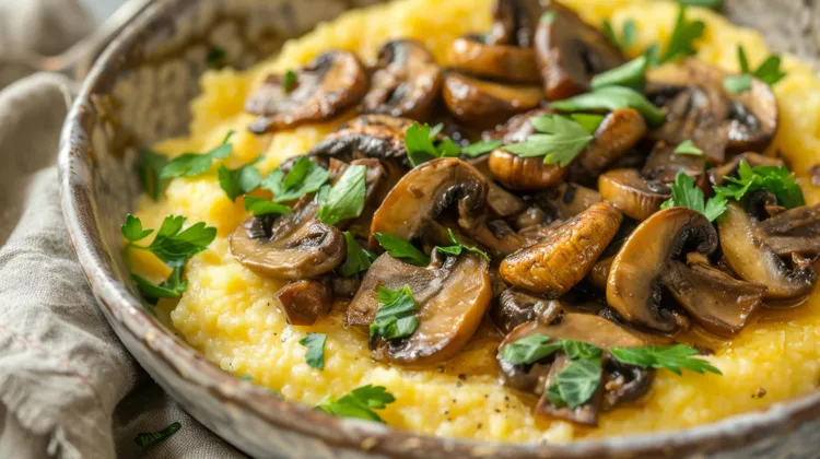Polenta with mushroom topping