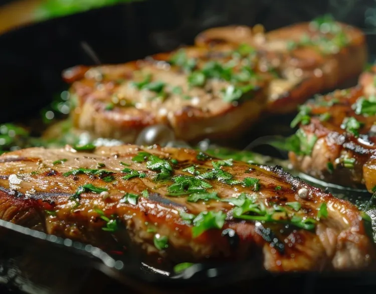 Pork rolled in herbs and dijon