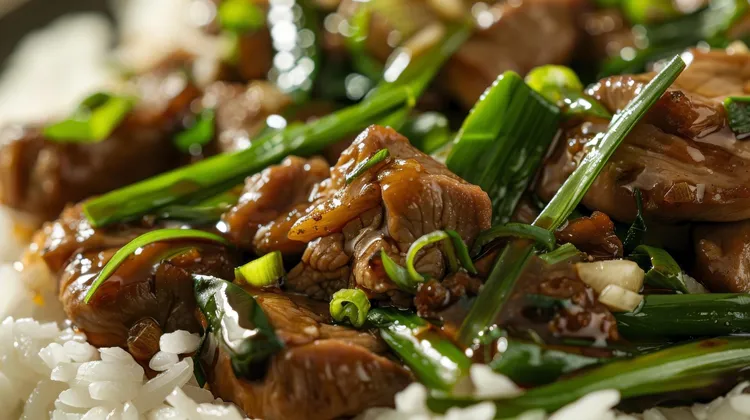 Pork stir fry with green onion