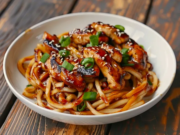 Pork with udon noodles