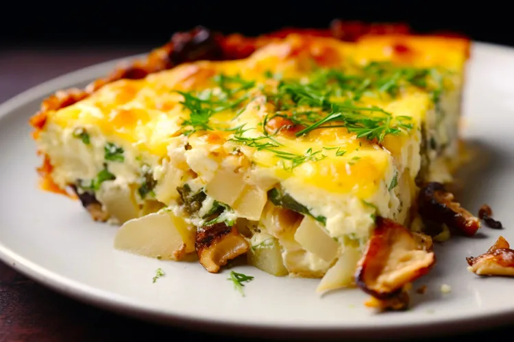 Potato, onion and mushroom cake