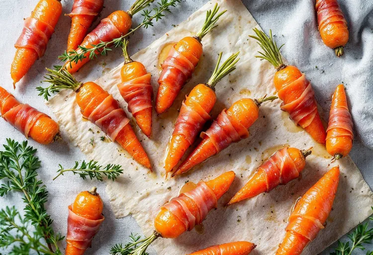 Prosciutto-wrapped baby carrots