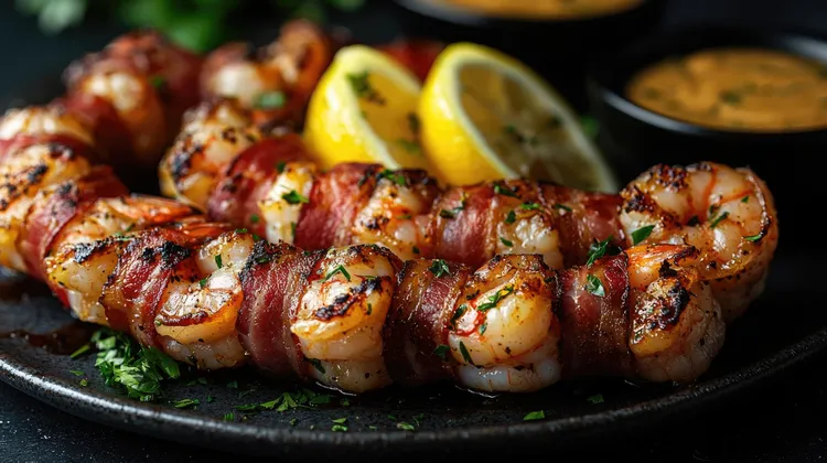 Prosciutto-wrapped shrimps