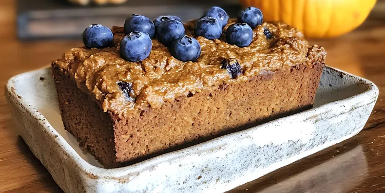 Pumpkin and blueberry bread with maple syrup butter