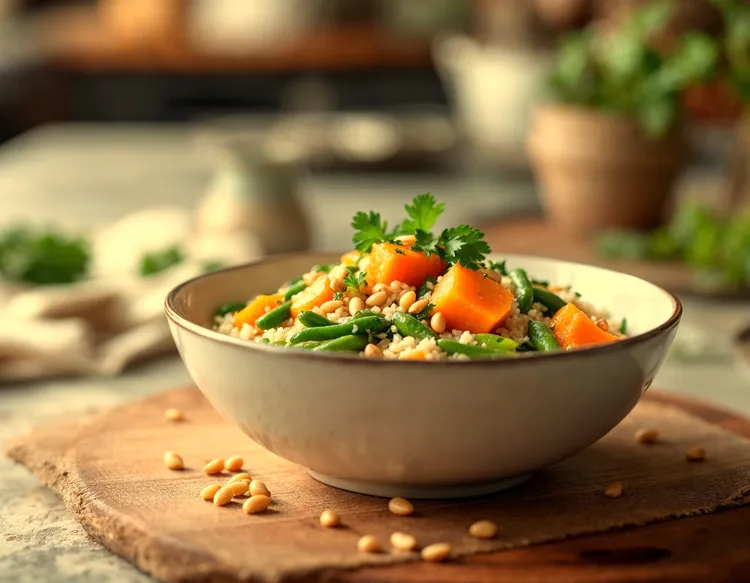 Pumpkin and green bean pilaf