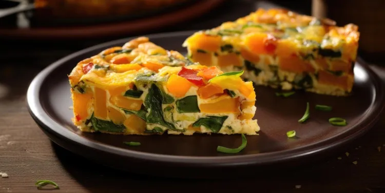 Pumpkin and spinach crustless quiche