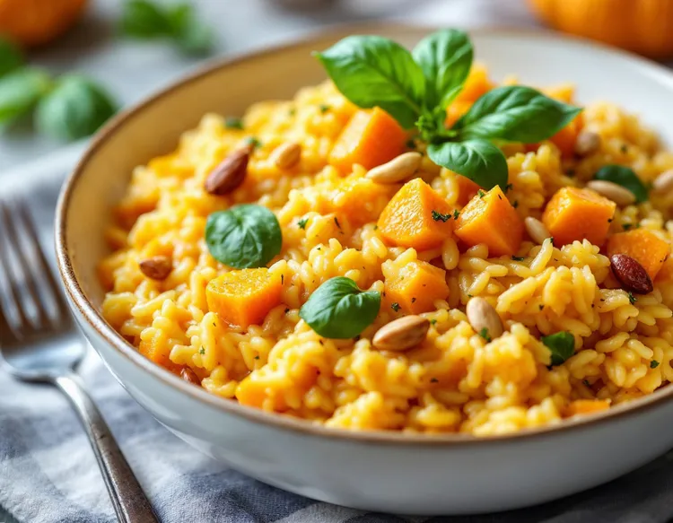 Pumpkin, basil and pine nut risotto