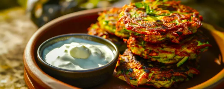 Pumpkin, fetta and spinach fritters with yoghurt
