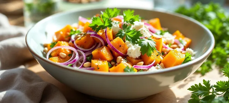 Pumpkin, pine nut & feta salad
