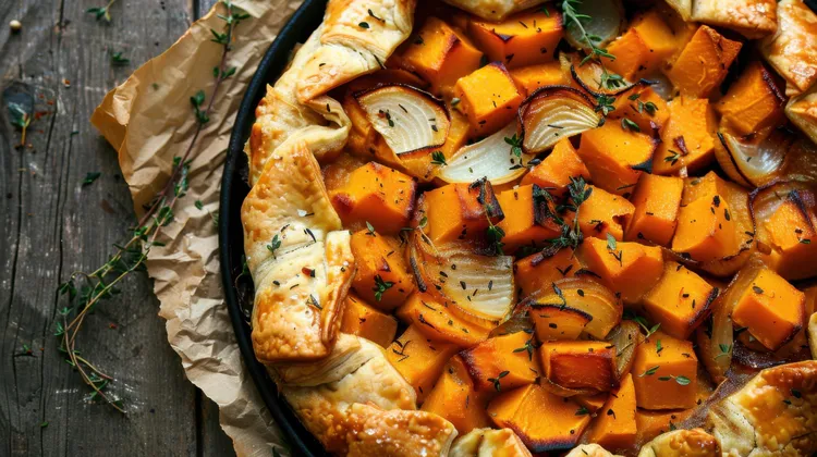 Pumpkin & red onion tarte tatin
