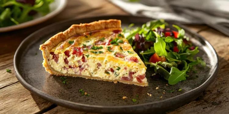Ricotta quiche with prosciutto and semi-dried tomatoes
