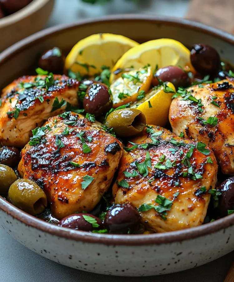 Roast chicken with lemon and olives