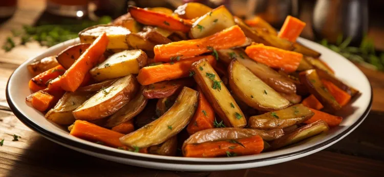 Roast potato and pumpkin wedges with rosemary salt