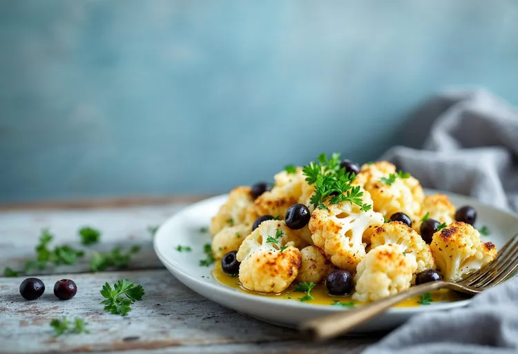 Roasted cauliflower with kalamata olive vinaigrette