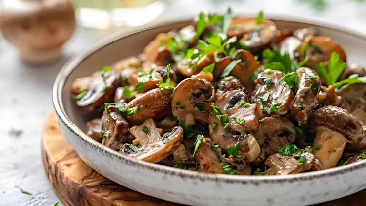 Roasted garlic mushroom medley with parsley and lemon
