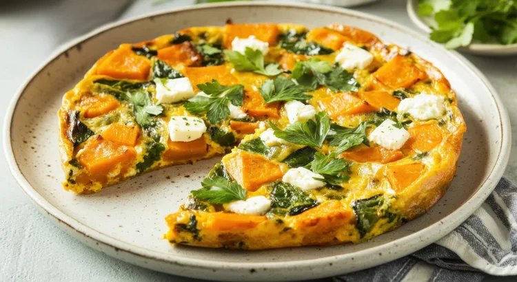 Roasted pumpkin, rocket and fetta frittata