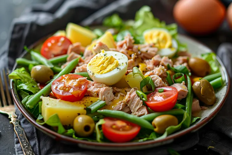 Salmon nicoise salad