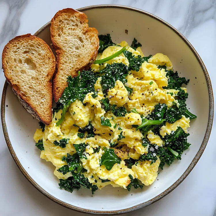 Scrambled eggs with spinach and parmesan