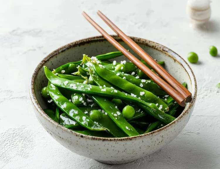 Sugar snap peas with onions