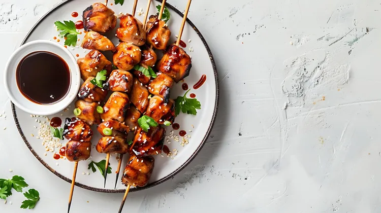 Sesame chicken skewers