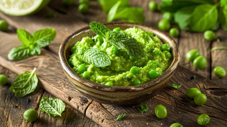 Smashed peas with mint butter