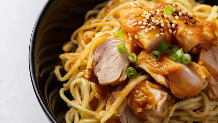 Soy chicken with pickled ginger soba noodles