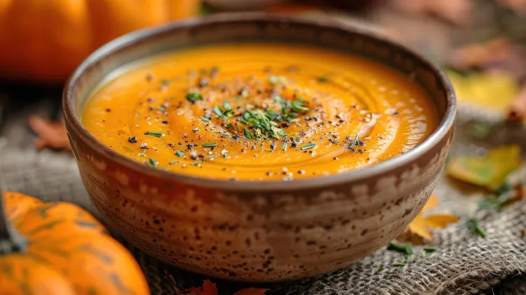 Spiced pumpkin and lentil soup