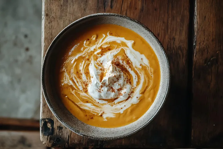 Spiced pumpkin soup with cumin cream