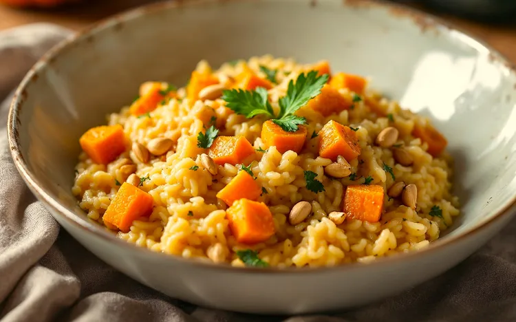 Spicy pumpkin microwave risotto