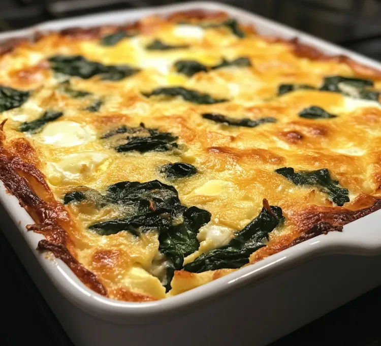 Spinach and mozzarella egg bake