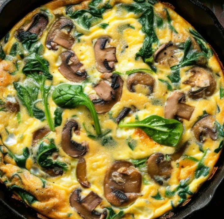 Spinach and mushroom egg scramble