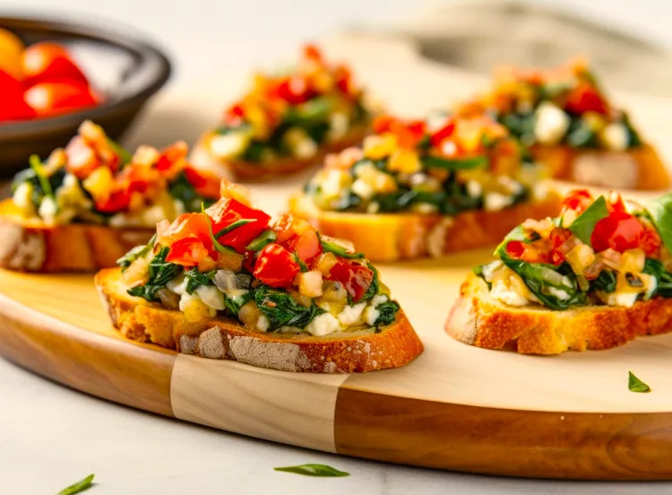 Spinach, pepper and tomato scramble on whole-wheat toast