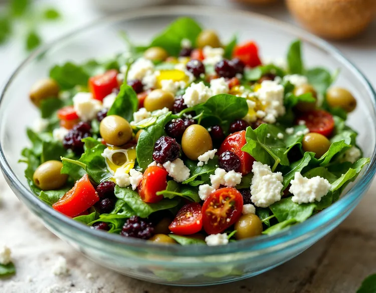 Spinach, sun-dried tomato and feta salad