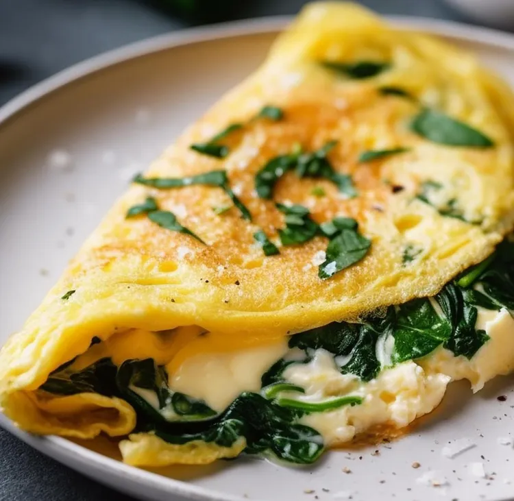 Spinach, swiss and egg white omelet