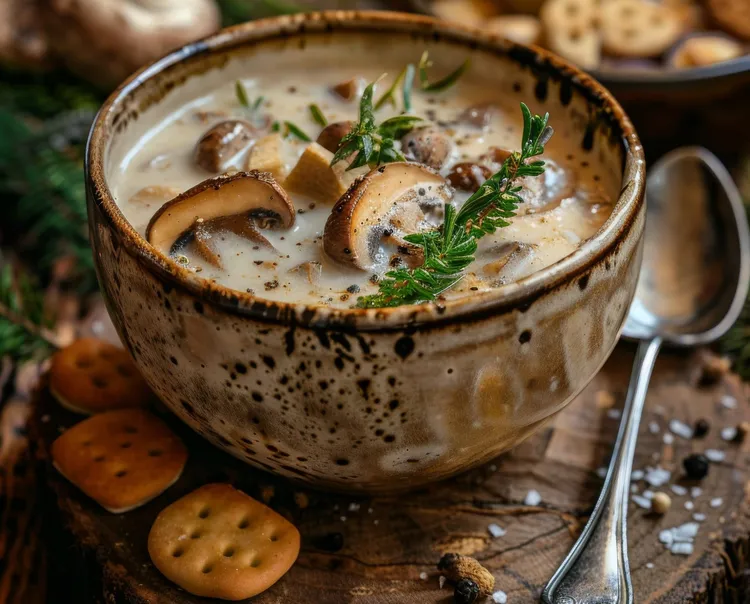 Swiss brown mushroom soup