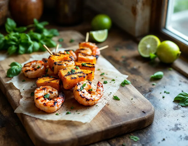 Thai shrimp and pumpkin skewers