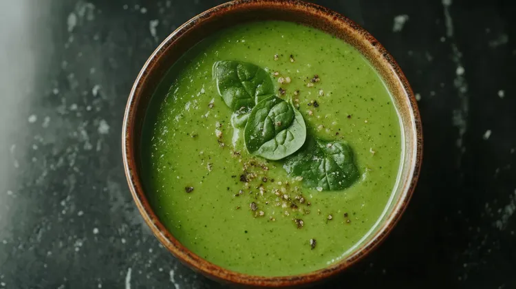 Vegan creamy spinach and artichoke soup