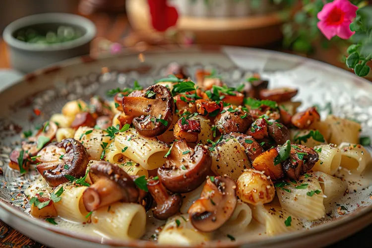 Vegan toasted mushroom macaroni