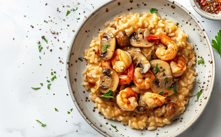 Mushrooms and shrimps risotto