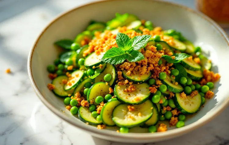 Zucchini and peas with lemon breadcrumbs