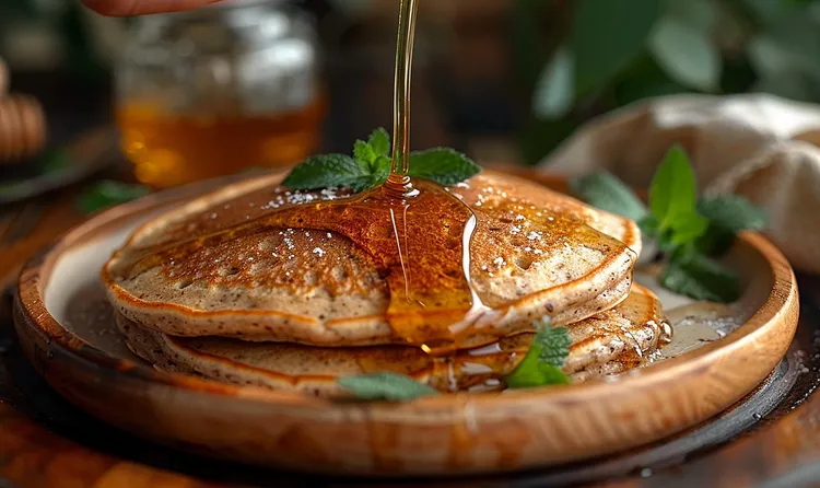 Applesauce pancakes with maple syrup